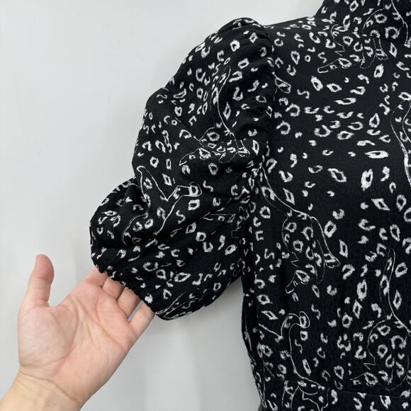 Ted Baker Exaggerated Sleeve Abstract Cat Print Mini Dress Sz 2 US S Black Raayy - Picture 8 of 16
